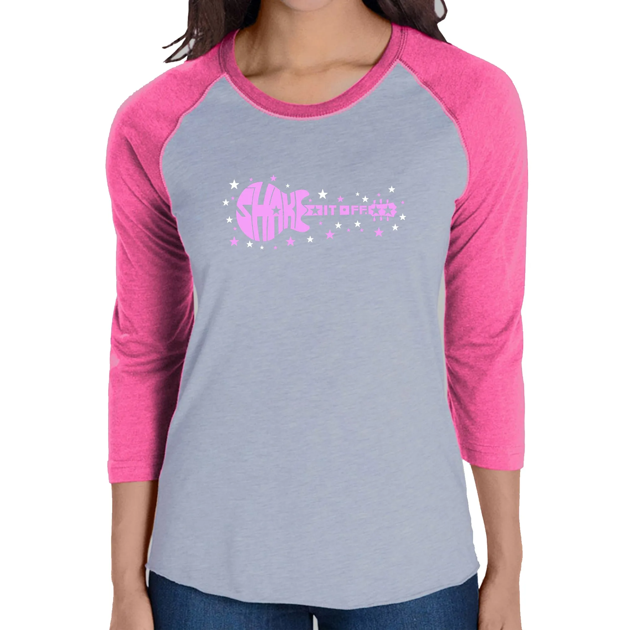 Shake it Off - Women's Raglan Word Art T-Shirt sold by LA Pop Art product image thumbnail 3