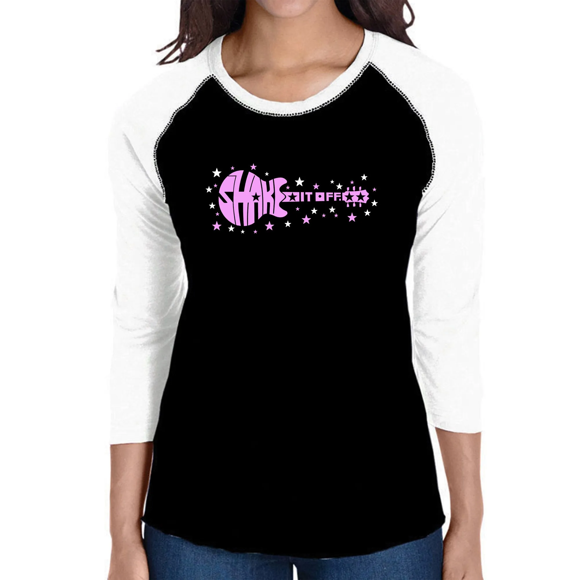 Shake it Off - Women's Raglan Word Art T-Shirt sold by LA Pop Art