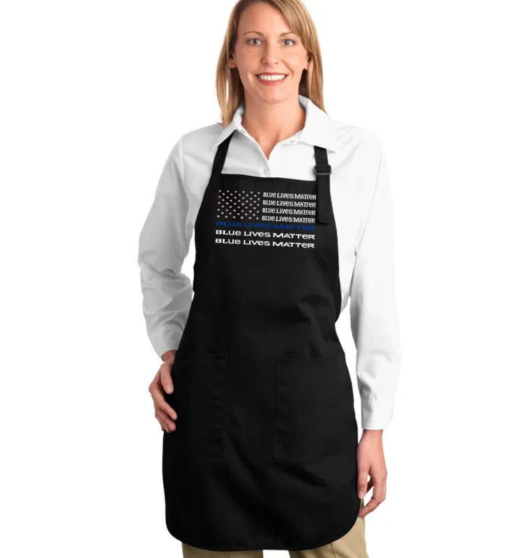 Blue Lives Matter - Full Length Word Art Apron sold by LA Pop Art