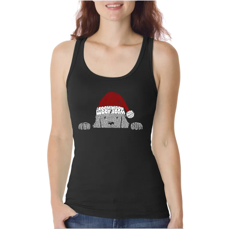 Christmas Peeking Dog - Women's Word Art Tank Top sold by LA Pop Art