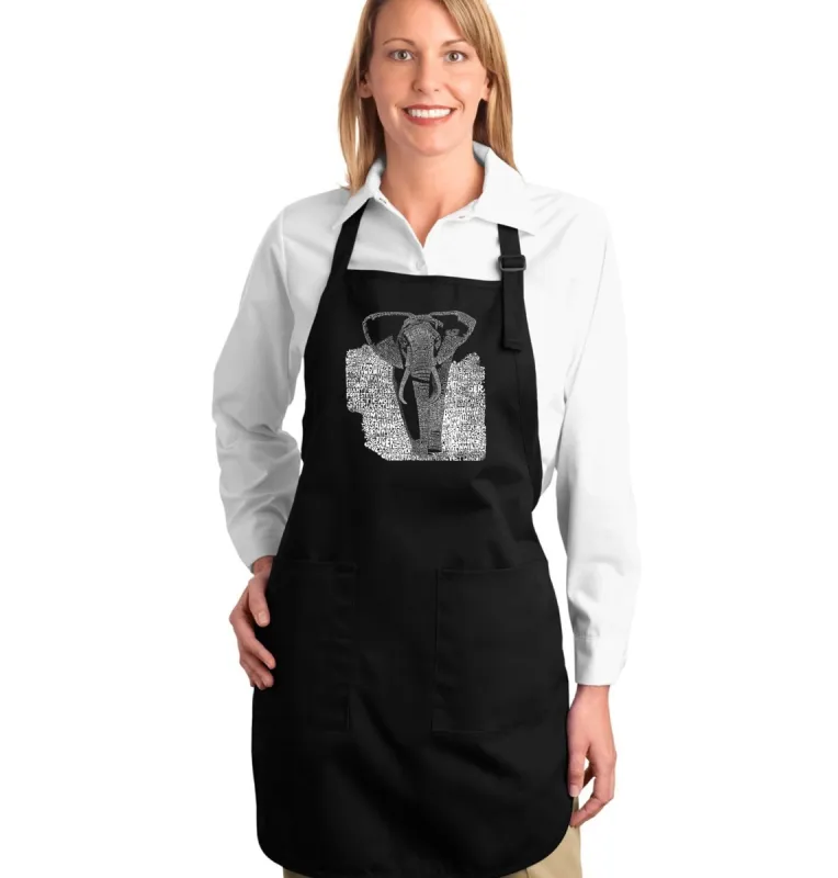 ELEPHANT - Full Length Word Art Apron sold by LA Pop Art