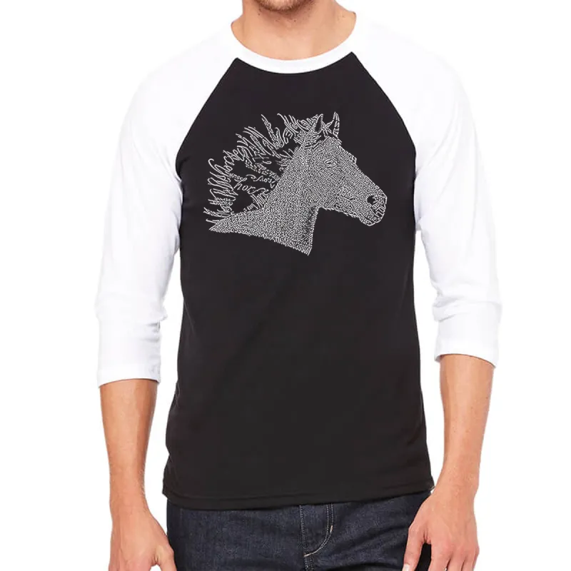 Horse Mane - Men's Raglan Baseball Word Art T-Shirt sold by LA Pop Art