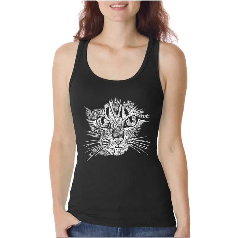 Cat Face  - Women's Word Art Tank Top sold by LA Pop Art