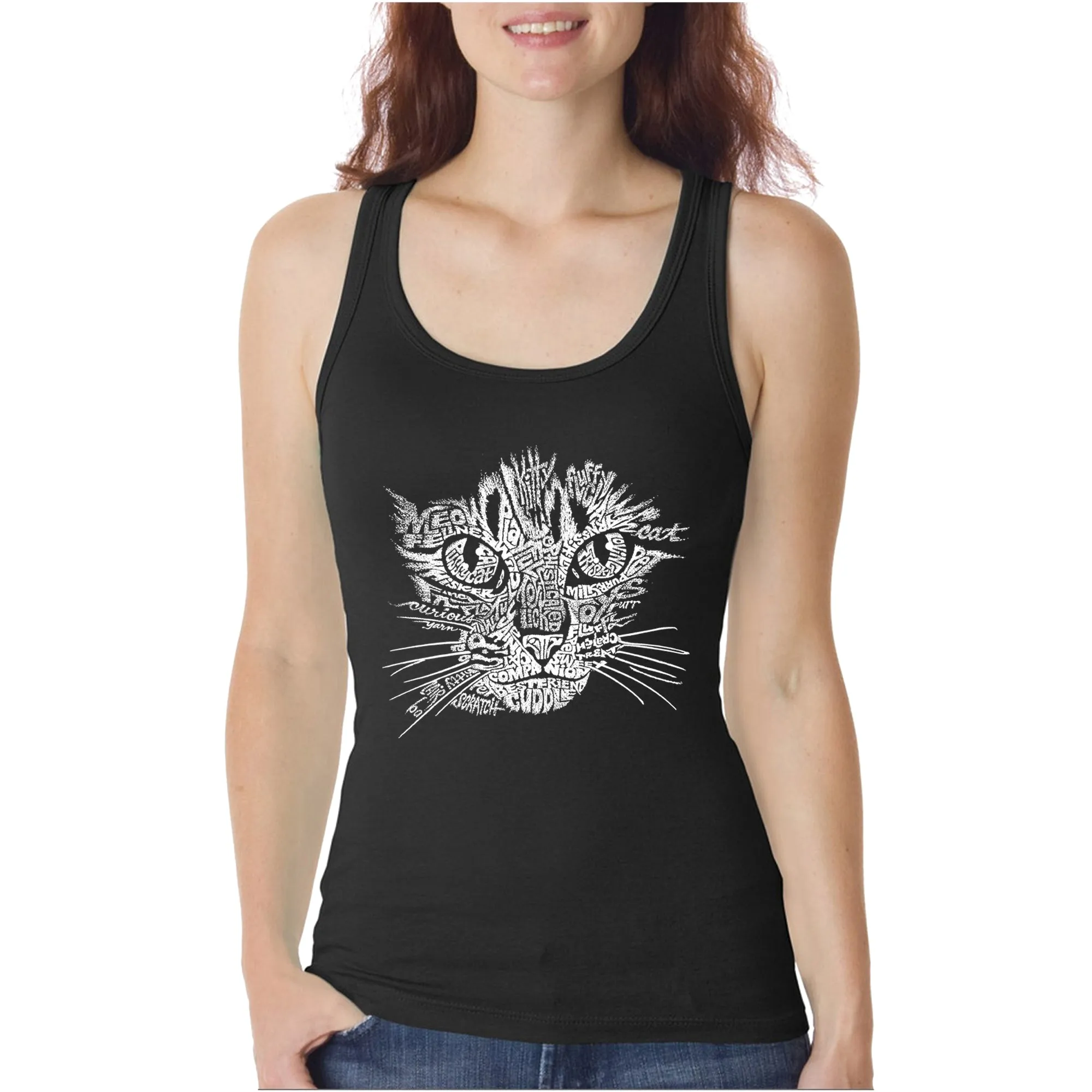 Cat Face - Women's Word Art Tank Top sold by LA Pop Art