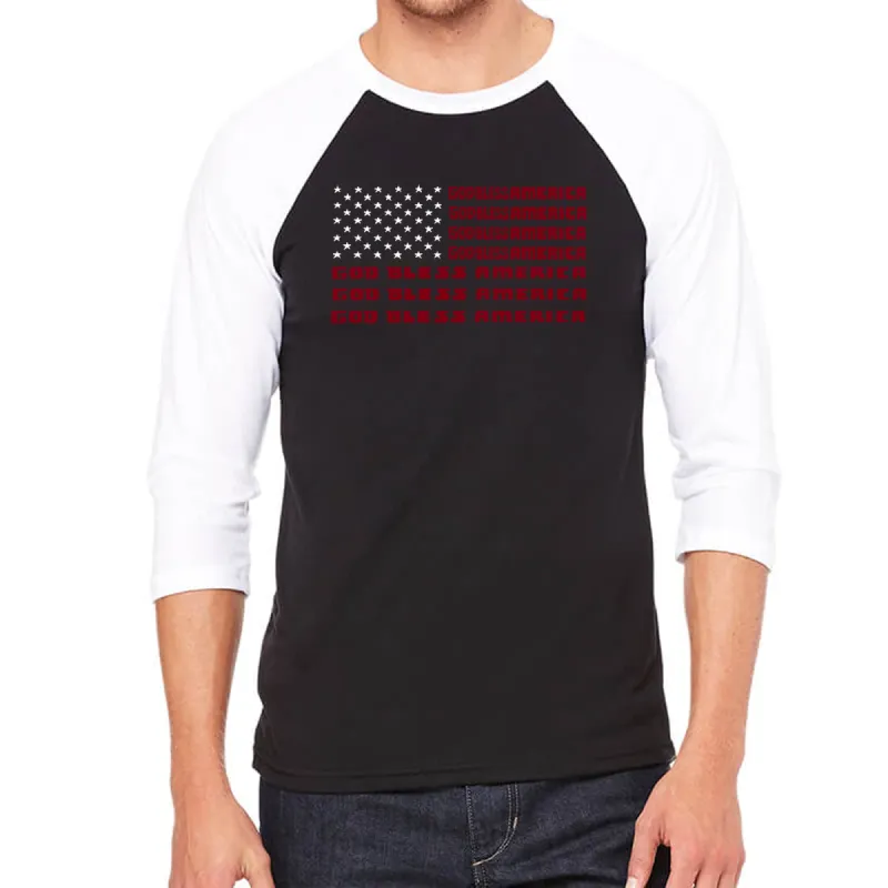God Bless America - Men's Raglan Baseball Word Art T-Shirt sold by LA Pop Art