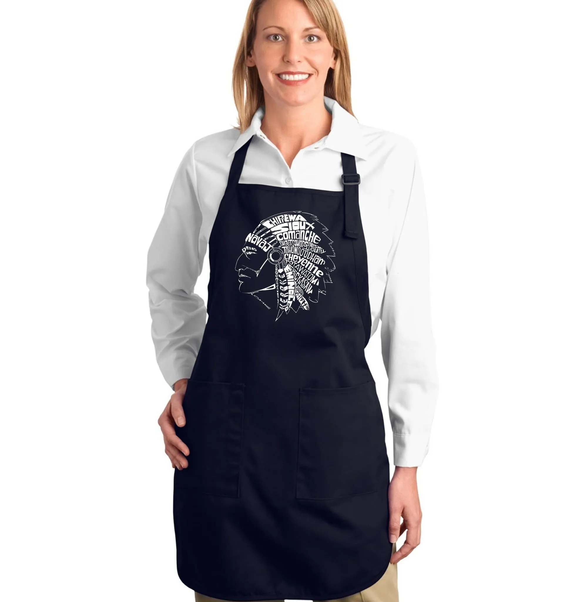 POPULAR NATIVE AMERICAN INDIAN TRIBES - Full Length Word Art Apron sold by LA Pop Art product image thumbnail 4