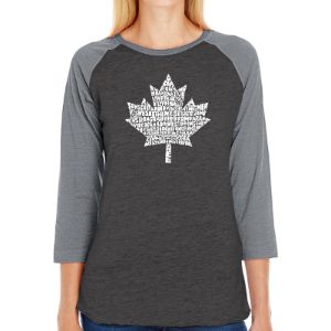 CANADIAN NATIONAL ANTHEM - Women's Raglan Baseball Word Art T-Shirt sold by LA Pop Art