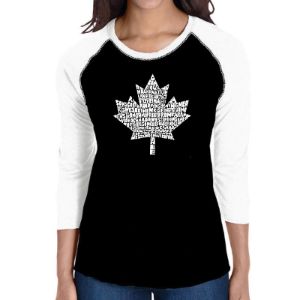 CANADIAN NATIONAL ANTHEM - Women's Raglan Baseball Word Art T-Shirt sold by LA Pop Art