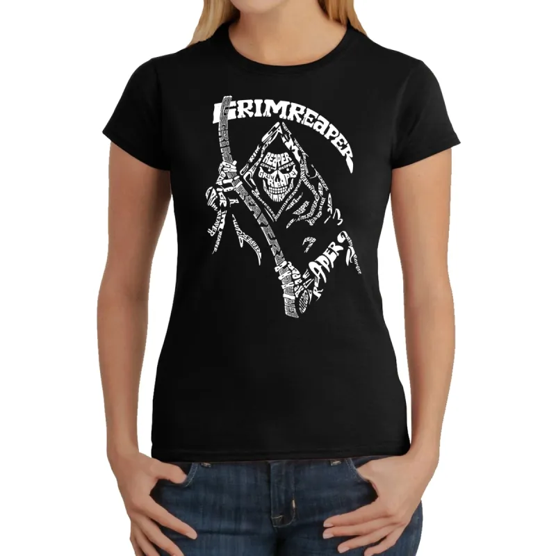 Grim Reaper  - Women's Word Art T-Shirt sold by LA Pop Art