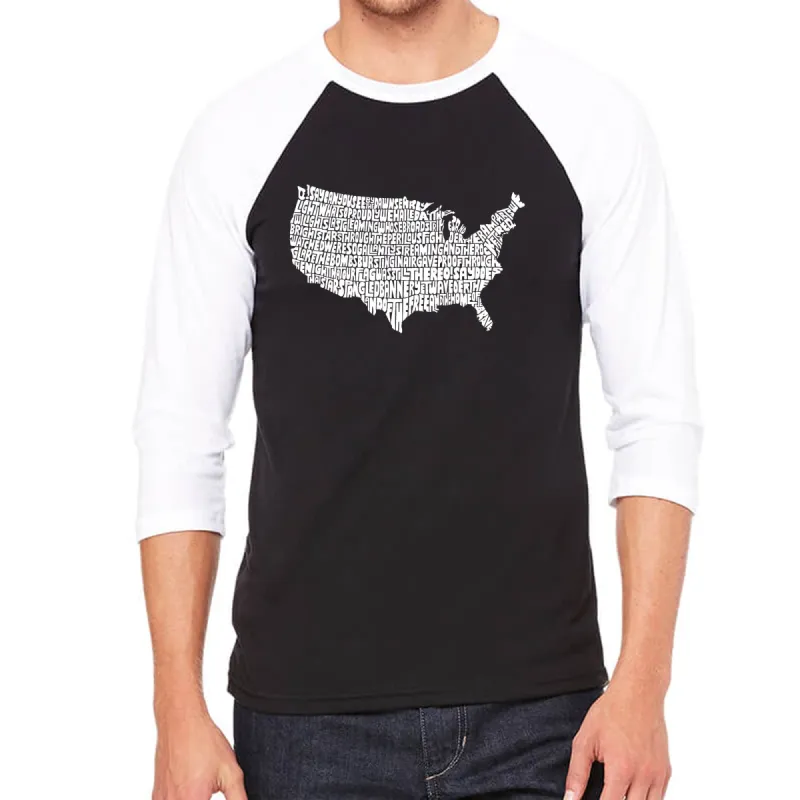 THE STAR SPANGLED BANNER - Men's Raglan Baseball Word Art T-Shirt sold by LA Pop Art