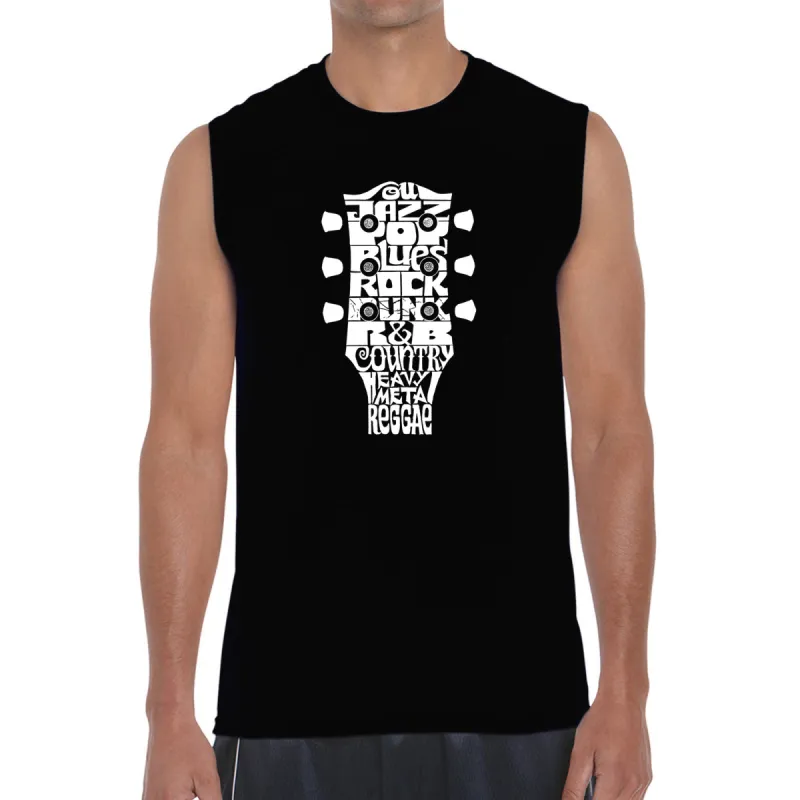 Guitar Head Music Genres  - Men's Word Art Sleeveless T-Shirt sold by LA Pop Art