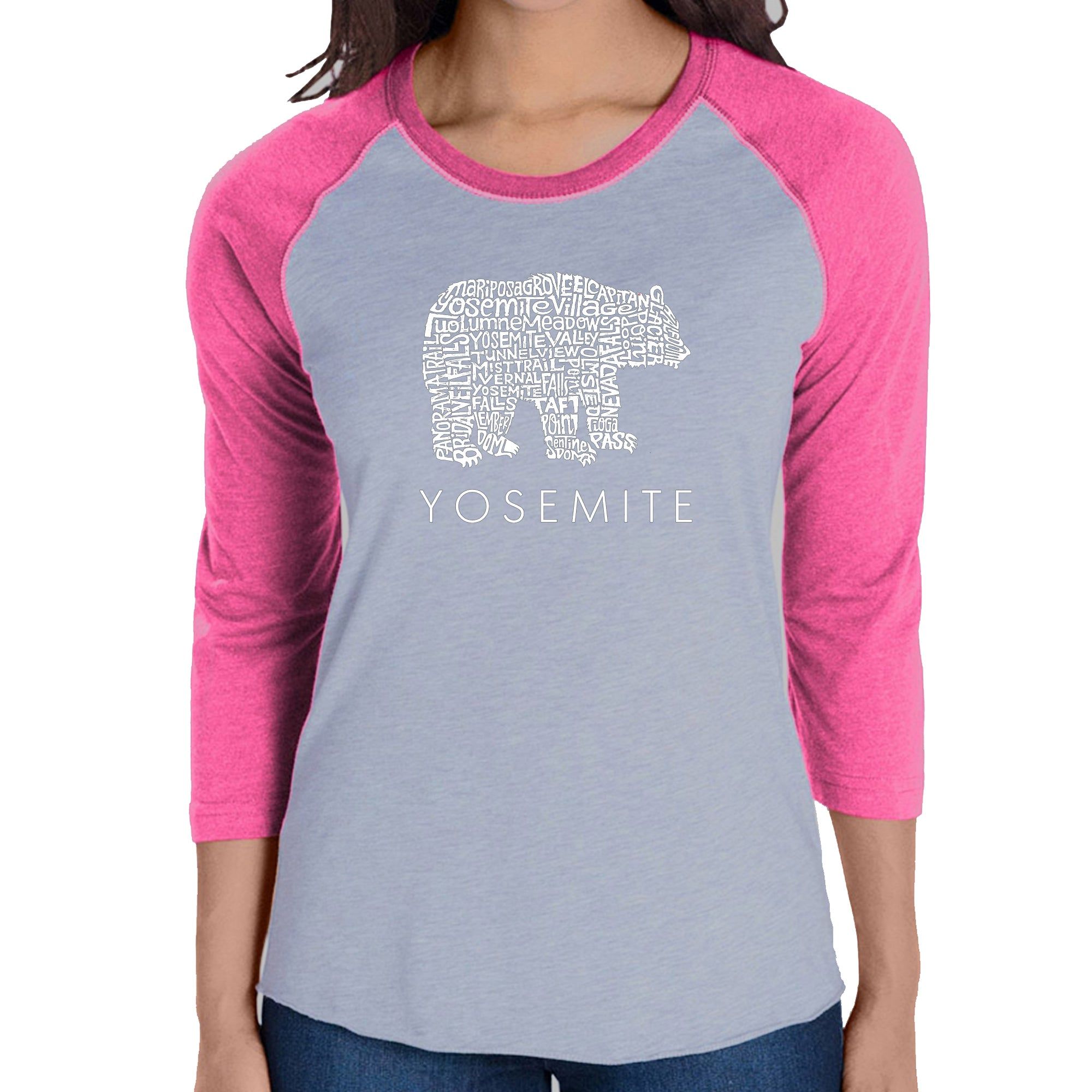 Yosemite Bear - Women's Raglan Baseball Word Art T-Shirt sold by LA Pop Art product image thumbnail 4