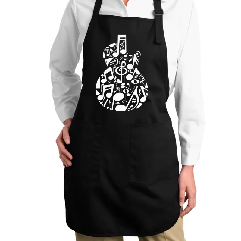 Music Notes Guitar - Full Length Word Art Apron sold by LA Pop Art
