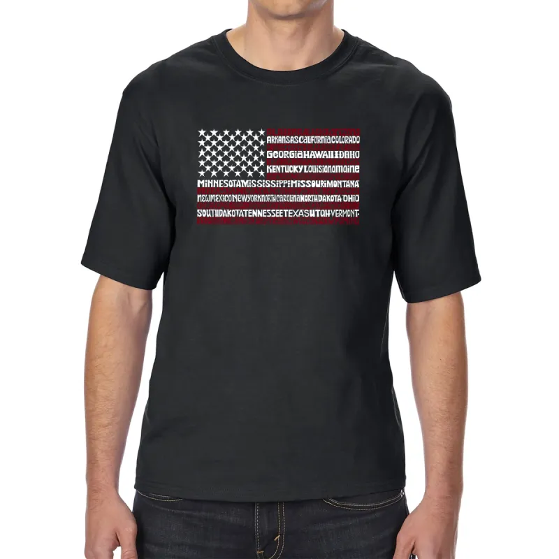 50 States USA Flag  - Men's Tall and Long Word Art T-Shirt sold by LA Pop Art