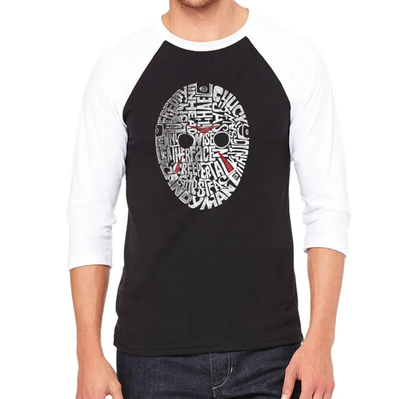 Slasher Movie Villians - Men's Raglan Baseball Word Art T-Shirt sold by LA Pop Art