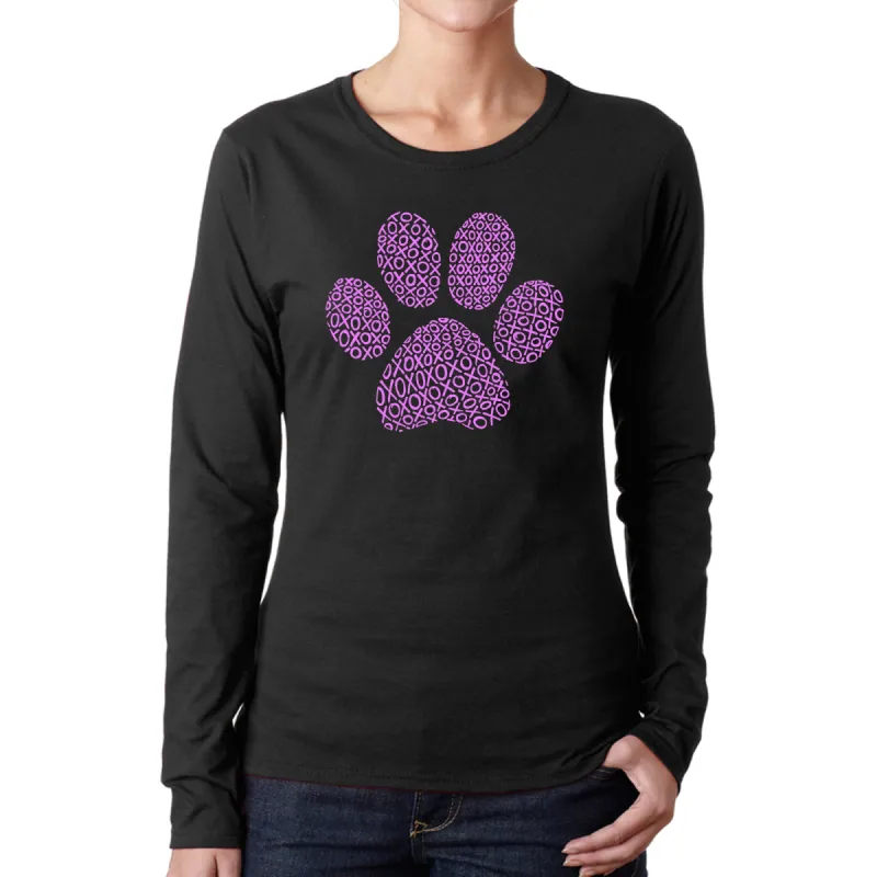 XOXO Dog Paw  - Women's Word Art Long Sleeve T-Shirt sold by LA Pop Art