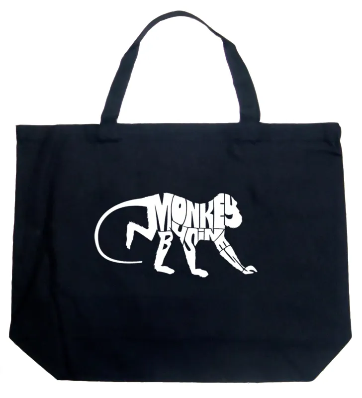 Monkey Business - Large Word Art Tote Bag sold by LA Pop Art