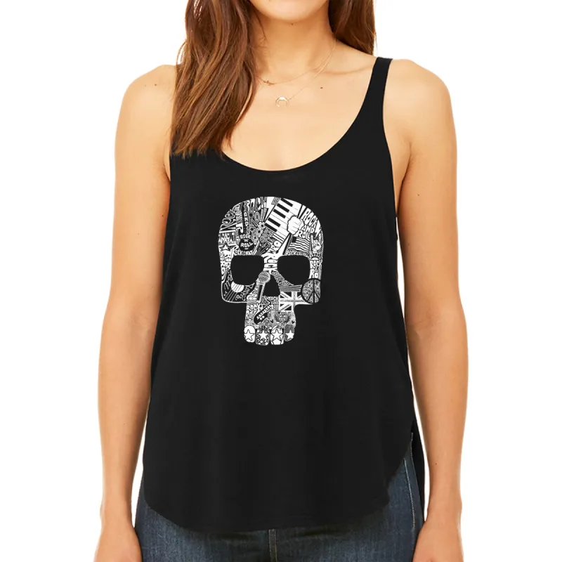 Rock n Roll Skull - Women's Premium Word Art Flowy Tank Top sold by LA Pop Art