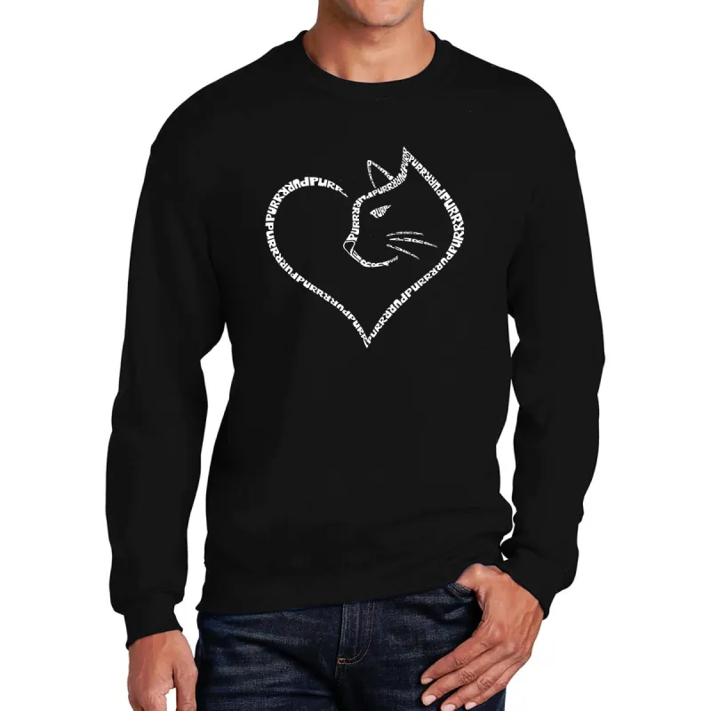 Cat Heart - Men's Word Art Crewneck Sweatshirt sold by LA Pop Art