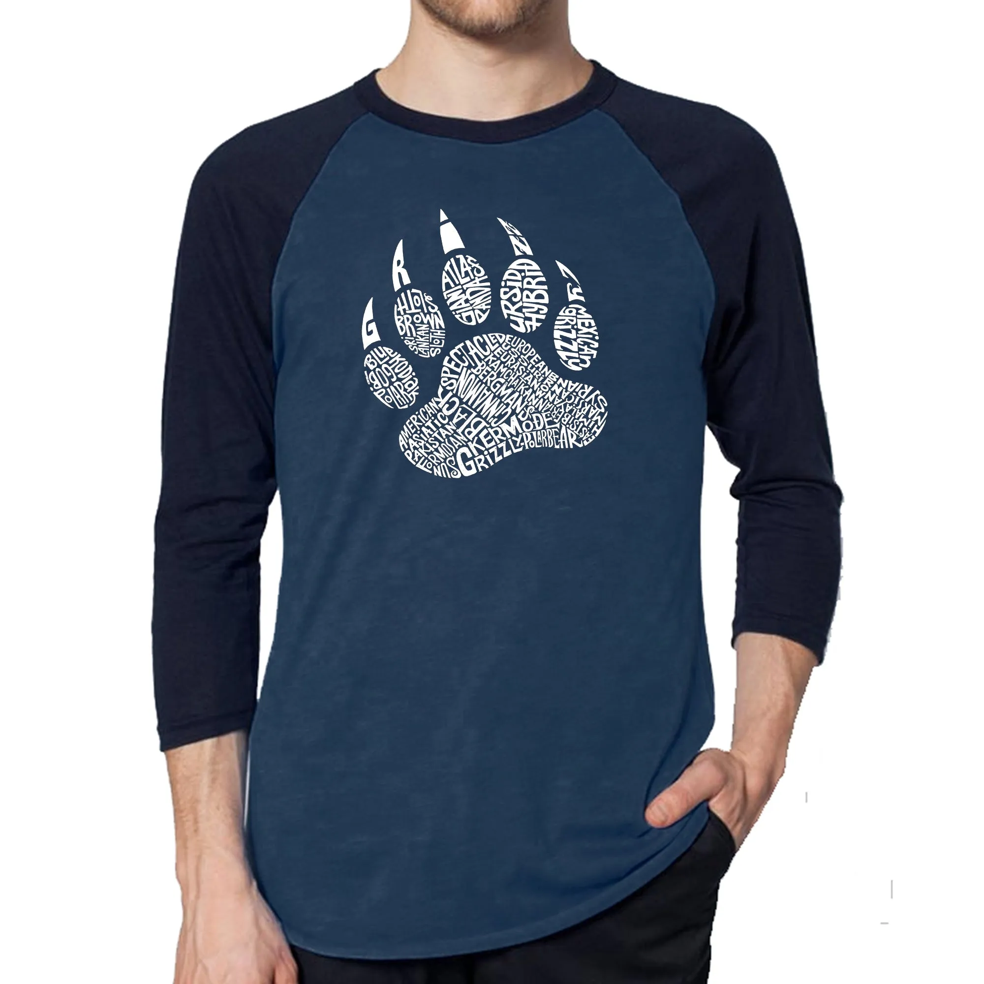 Types of Bears - Men's Raglan Baseball Word Art T-Shirt sold by LA Pop Art product image thumbnail 3