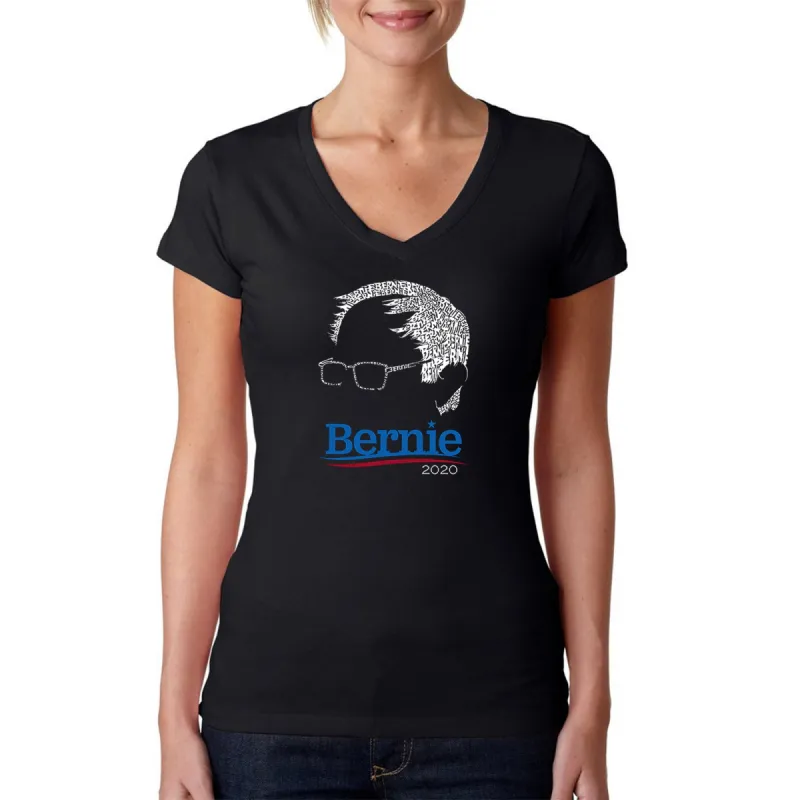 Bernie Sanders 2020 - Women's Word Art V-Neck T-Shirt sold by LA Pop Art