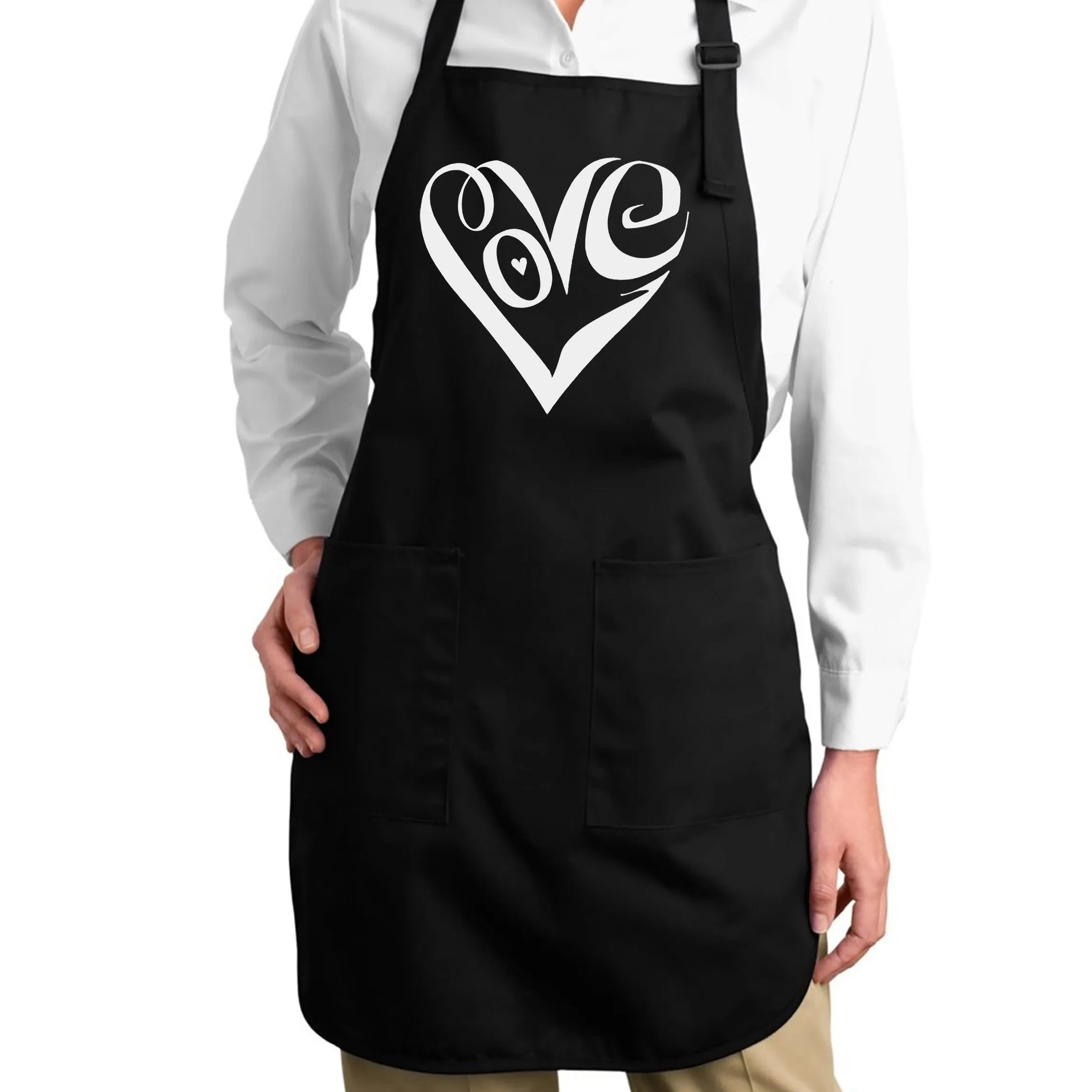 Script Love Heart - Full Length Word Art Apron sold by LA Pop Art