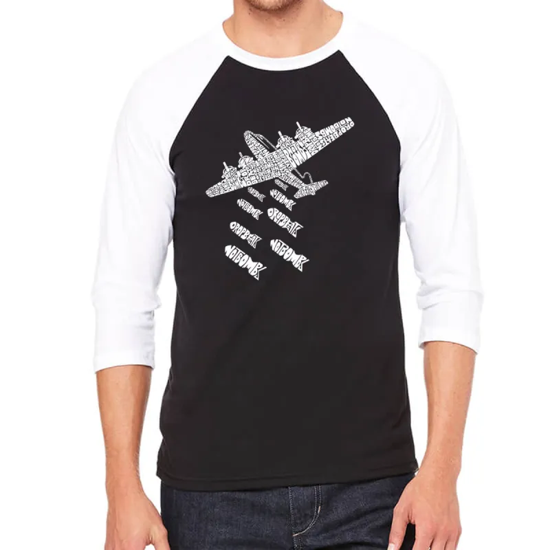DROP BEATS NOT BOMBS - Men's Raglan Baseball Word Art T-Shirt sold by LA Pop Art