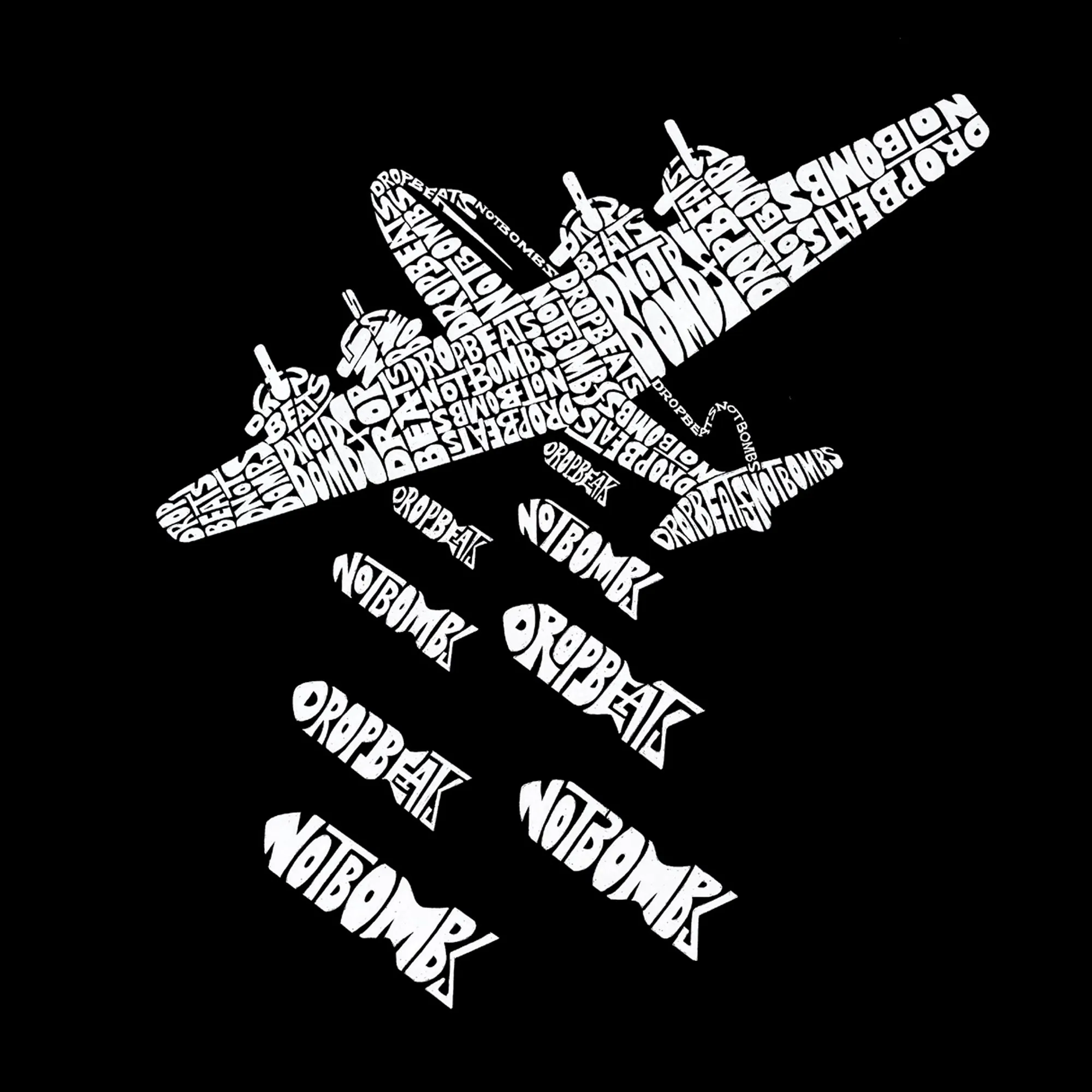 DROP BEATS NOT BOMBS - Men's Raglan Baseball Word Art T-Shirt sold by LA Pop Art product image thumbnail 2