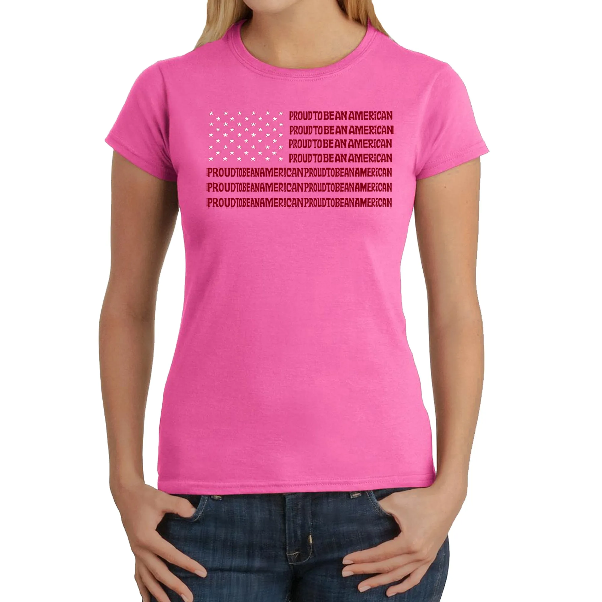 Proud To Be An American - Women's Word Art T-Shirt sold by LA Pop Art product image thumbnail 4