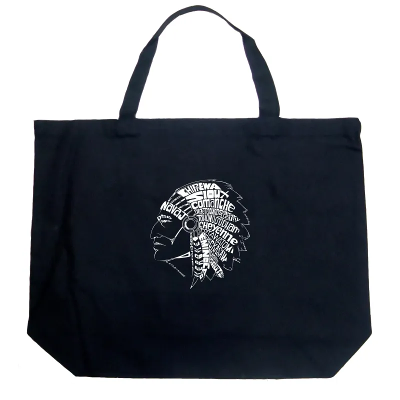 POPULAR NATIVE AMERICAN INDIAN TRIBES - Large Word Art Tote Bag sold by LA Pop Art
