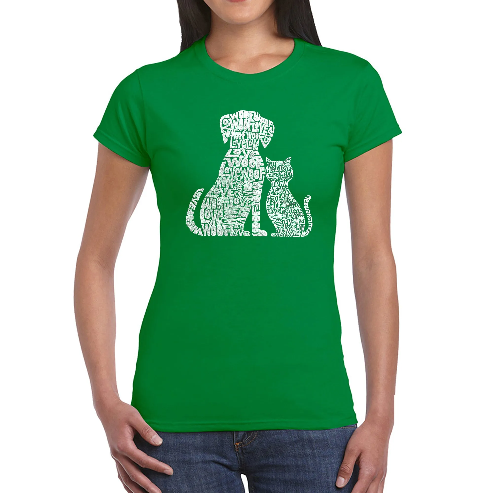 Dogs and Cats - Women's Word Art T-Shirt sold by LA Pop Art product image thumbnail 5
