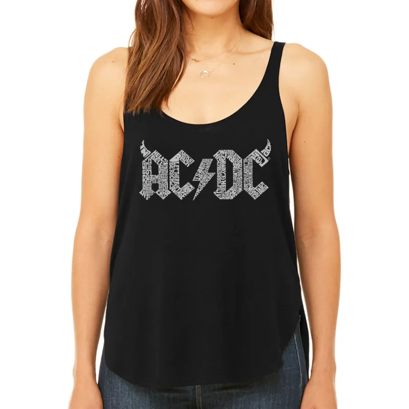 AC/DC Classic Horns Logo  - Women's Premium Word Art Flowy Tank Top sold by LA Pop Art