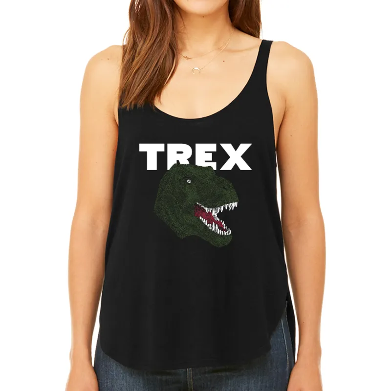 T-Rex Head  - Women's Premium Word Art Flowy Tank Top sold by LA Pop Art