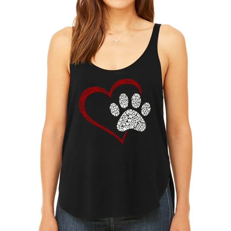Paw Heart - Women's Premium Word Art Flowy Tank Top sold by LA Pop Art