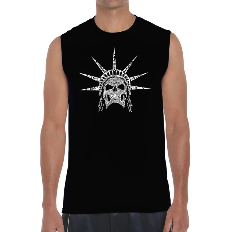 Freedom Skull  - Men's Word Art Sleeveless T-Shirt sold by LA Pop Art