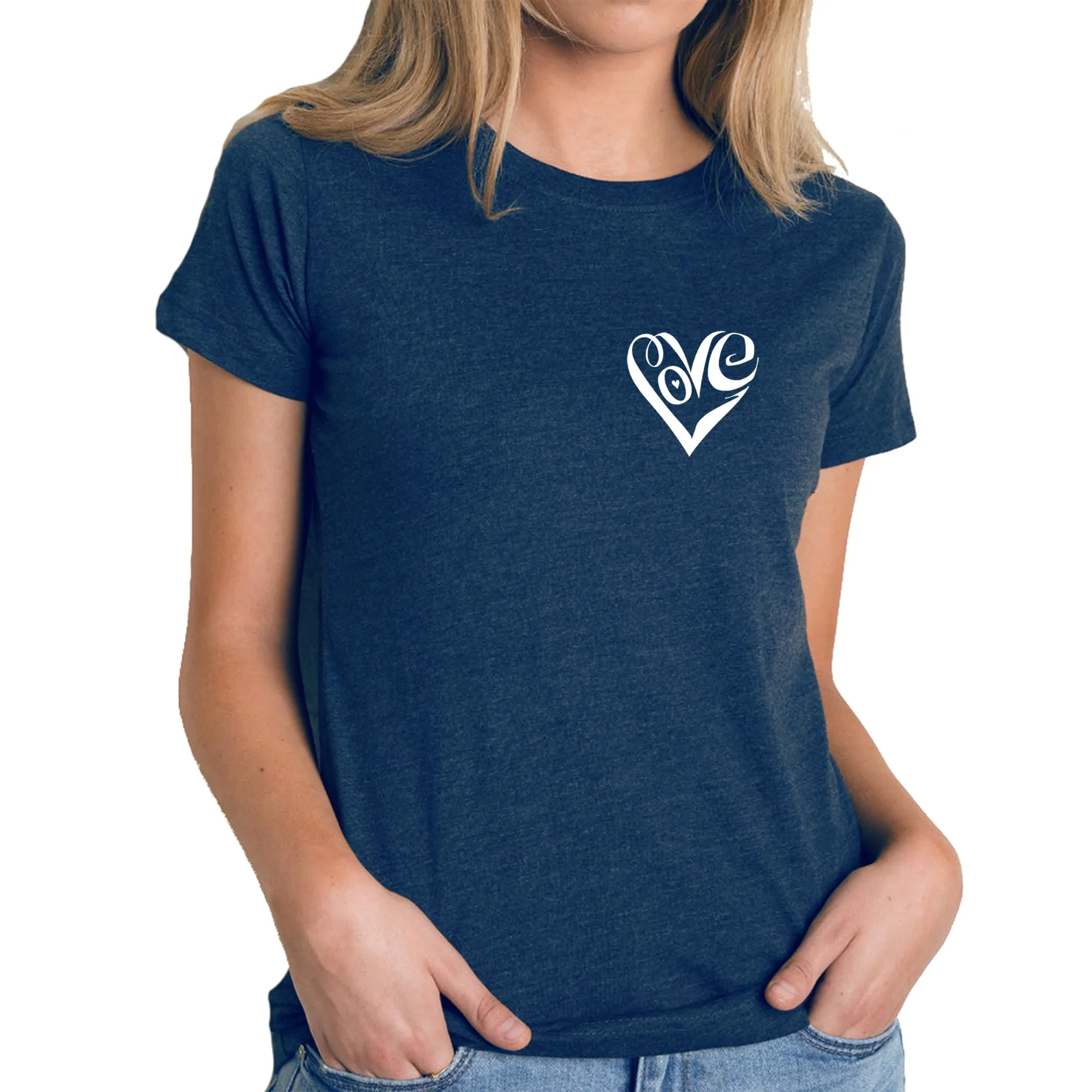 Script Heart - Women's Premium Blend Word Art T-Shirt sold by LA Pop Art product image thumbnail 3