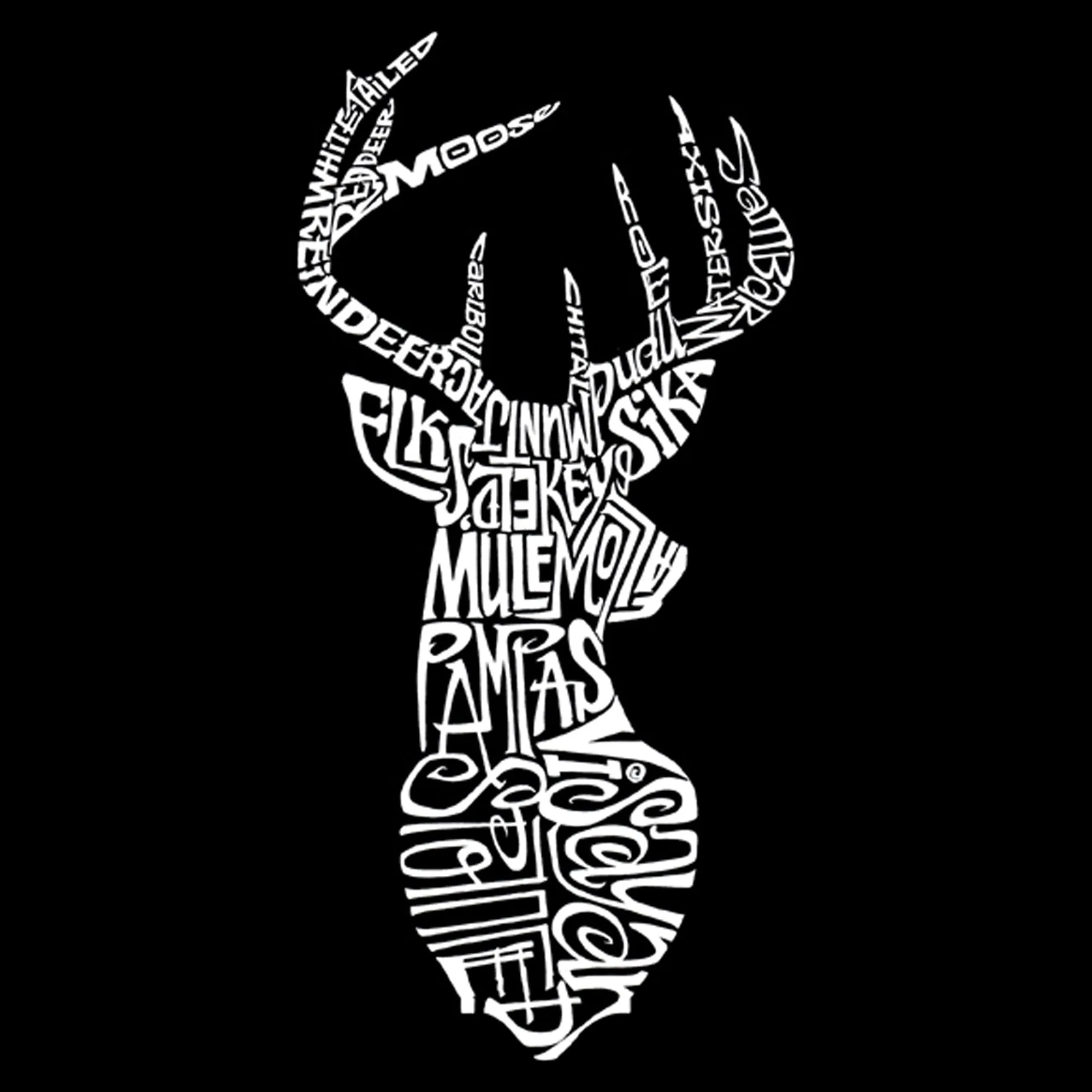 Types of Deer - Men's Raglan Baseball Word Art T-Shirt sold by LA Pop Art product image thumbnail 2