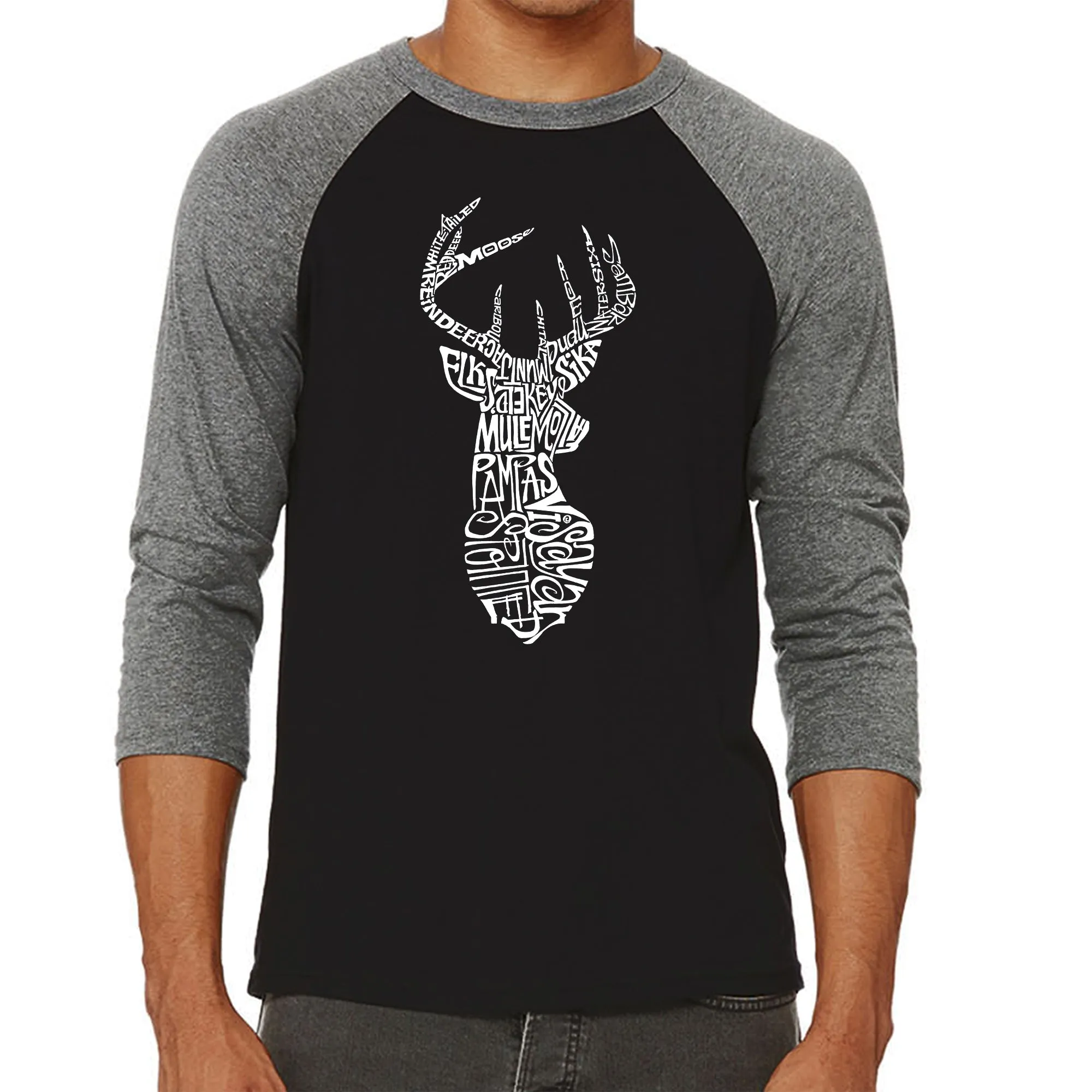Types of Deer - Men's Raglan Baseball Word Art T-Shirt sold by LA Pop Art product image thumbnail 4
