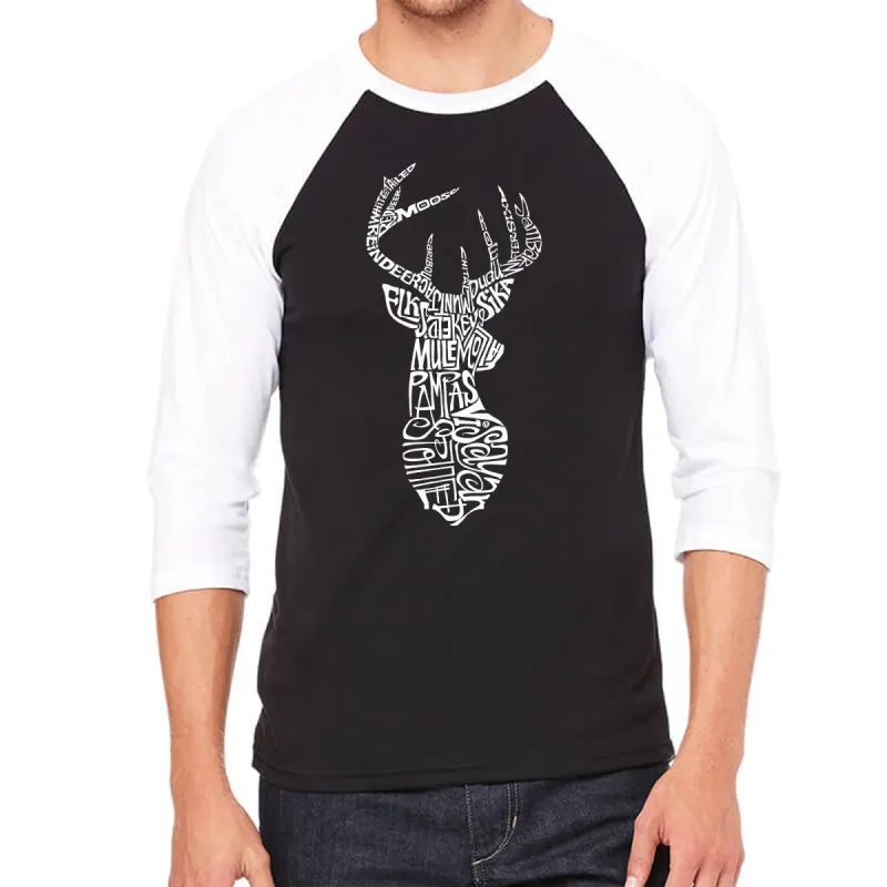 Types of Deer - Men's Raglan Baseball Word Art T-Shirt sold by LA Pop Art