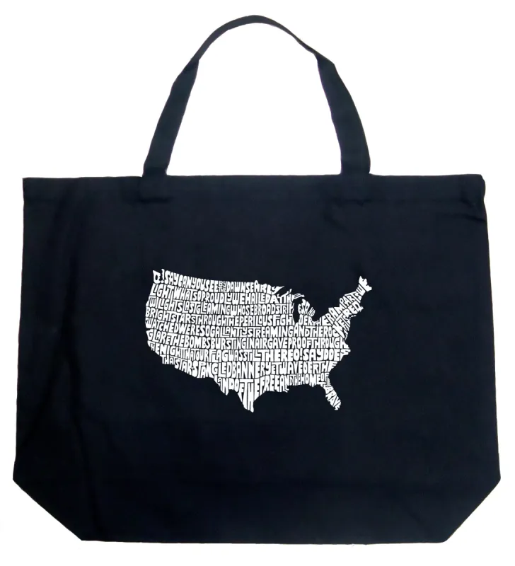 THE STAR SPANGLED BANNER - Large Word Art Tote Bag sold by LA Pop Art