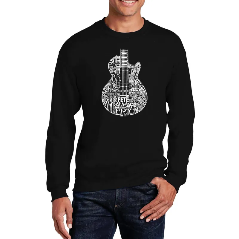 Rock Guitar - Men's Word Art Crewneck Sweatshirt sold by LA Pop Art