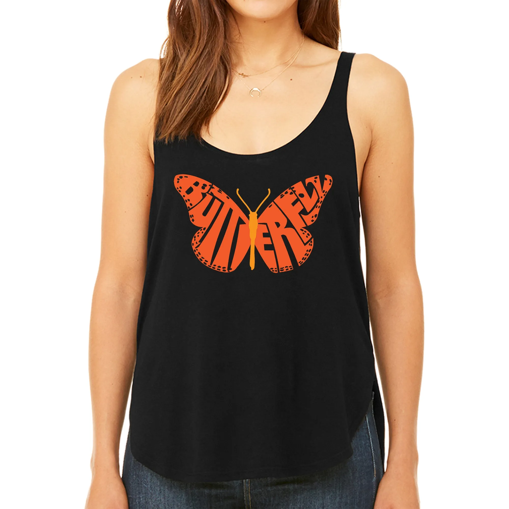 Butterfly - Women's Premium Word Art Flowy Tank Top sold by LA Pop Art
