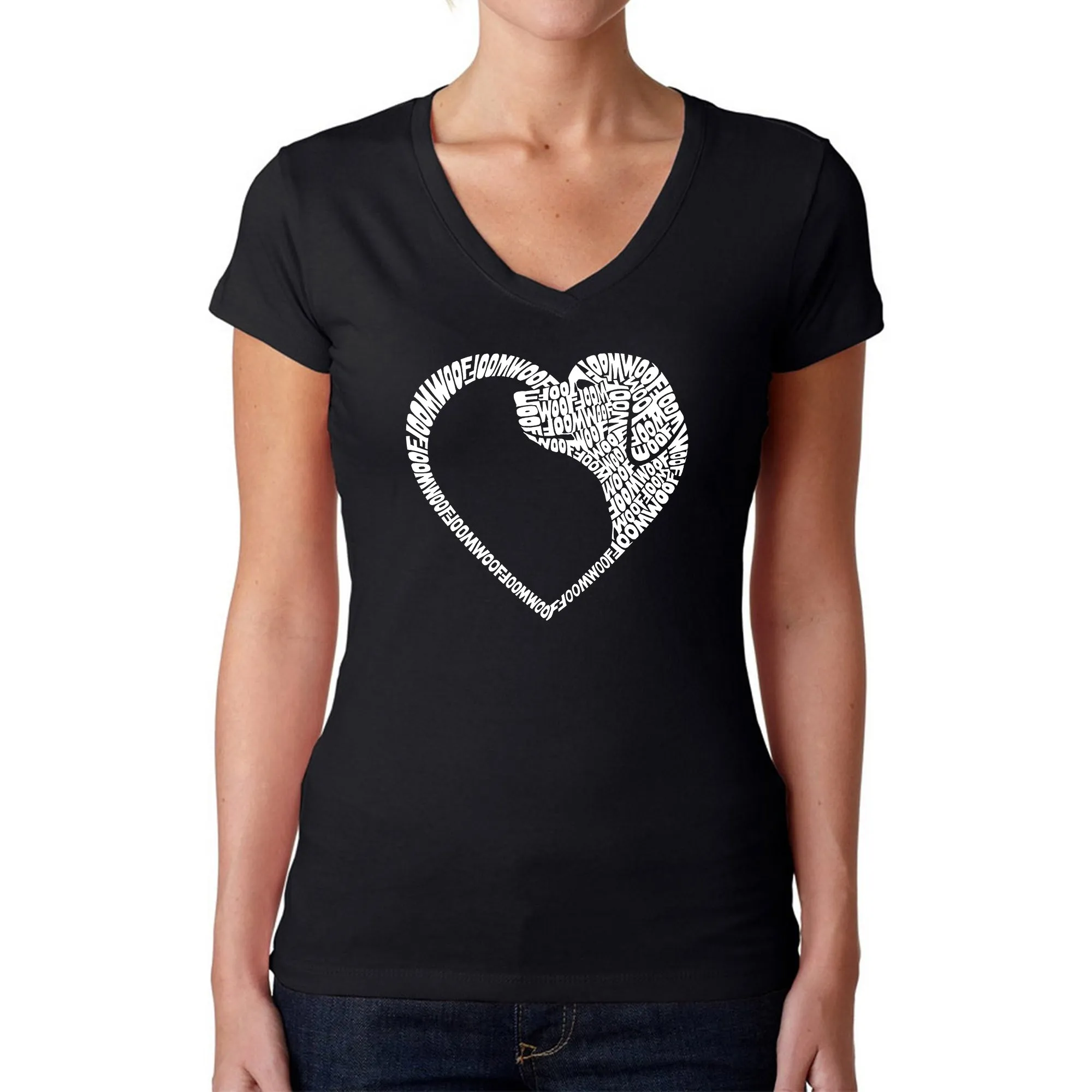 Dog Heart - Women's Word Art V-Neck T-Shirt sold by LA Pop Art