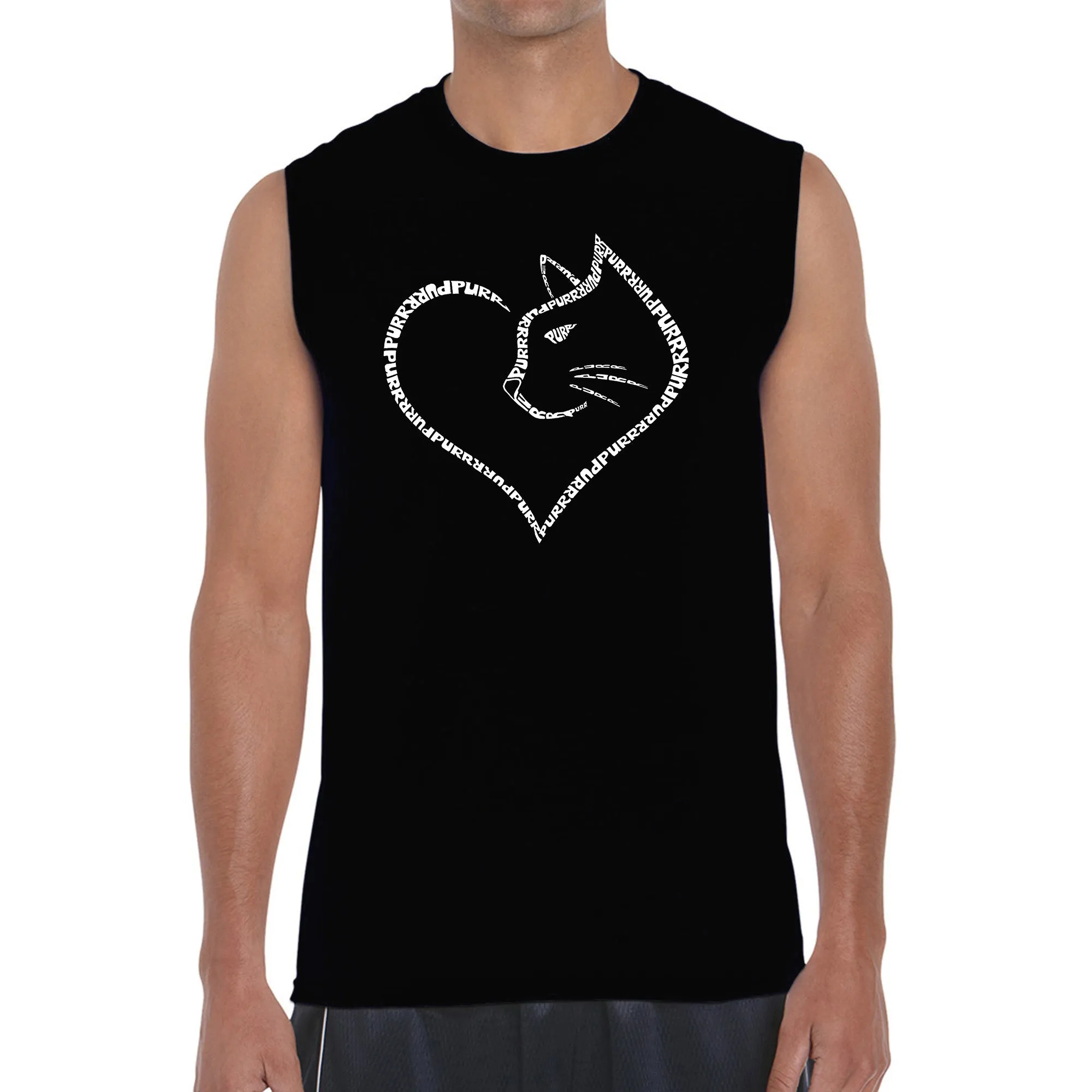Cat Heart - Men's Word Art Sleeveless T-Shirt sold by LA Pop Art