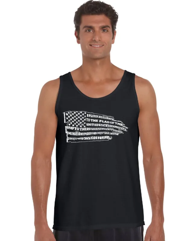 Pledge of Allegiance Flag - Men's Word Art Tank Top sold by LA Pop Art
