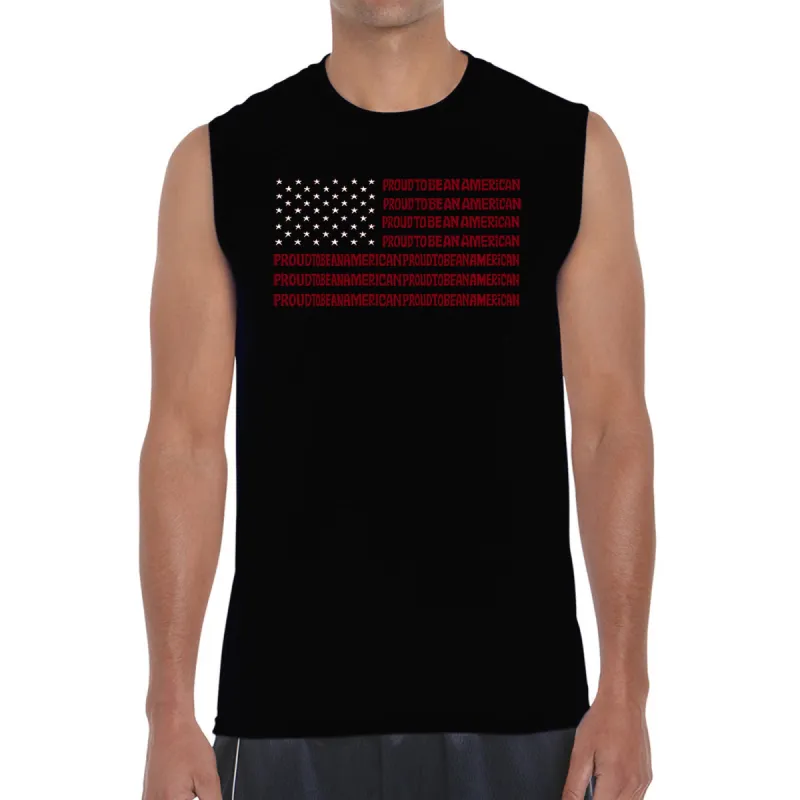 Proud To Be An American - Men's Word Art Sleeveless T-Shirt sold by LA Pop Art