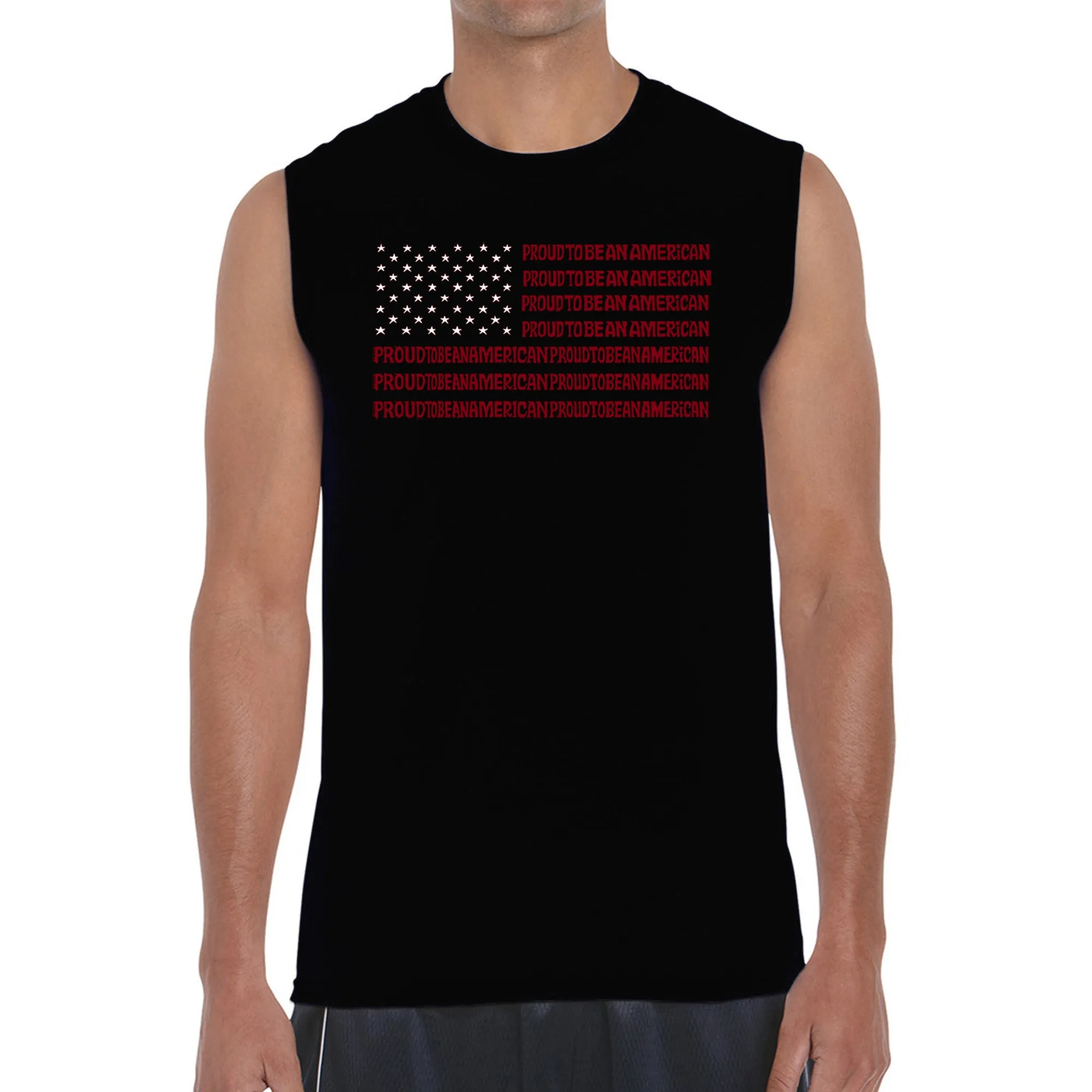 Proud To Be An American - Men's Word Art Sleeveless T-Shirt sold by LA Pop Art
