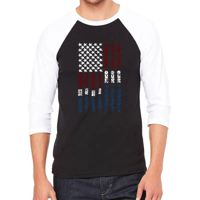 Support our Troops  - Men's Raglan Baseball Word Art T-Shirt sold by LA Pop Art
