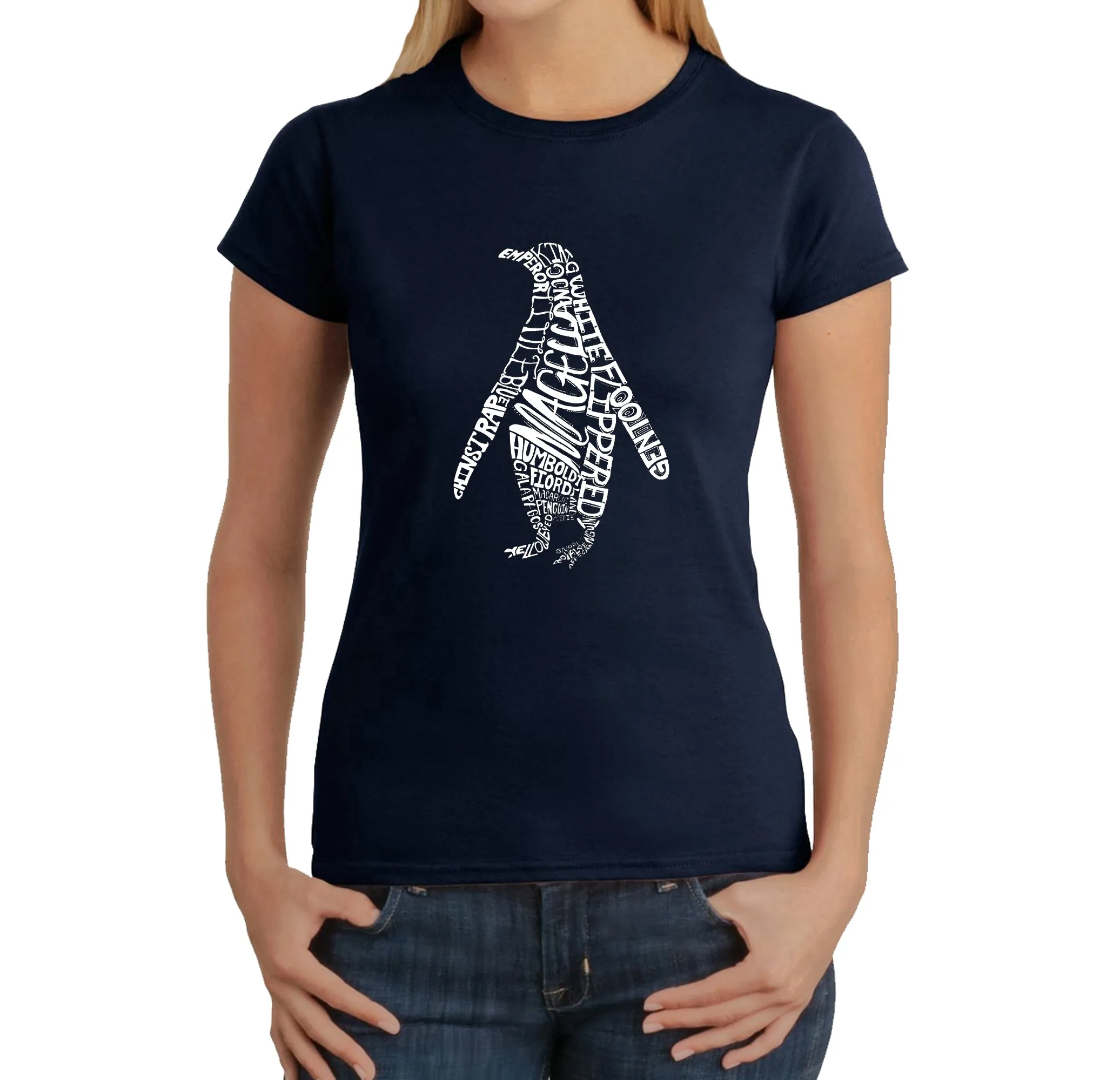 Penguin - Women's Word Art T-Shirt sold by LA Pop Art product image thumbnail 4