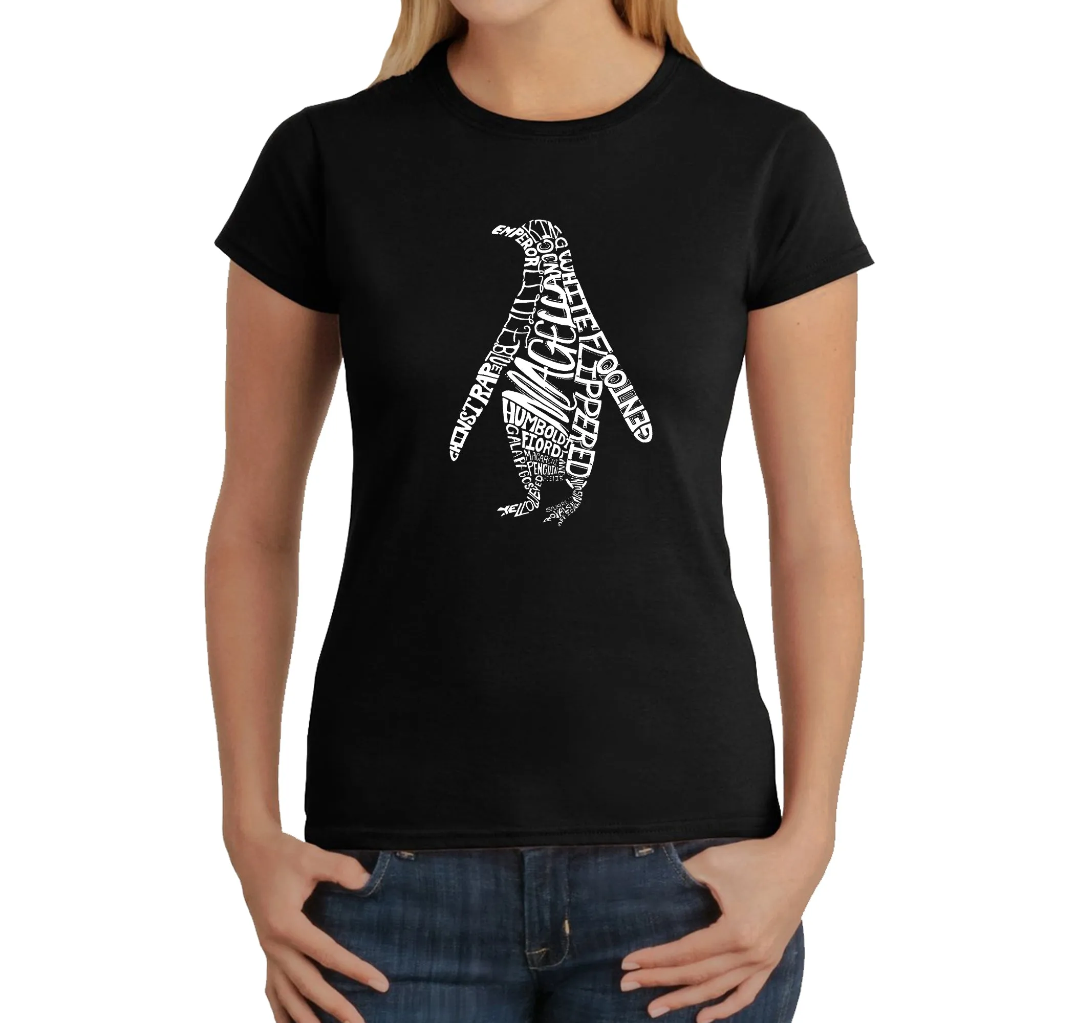 Penguin - Women's Word Art T-Shirt sold by LA Pop Art